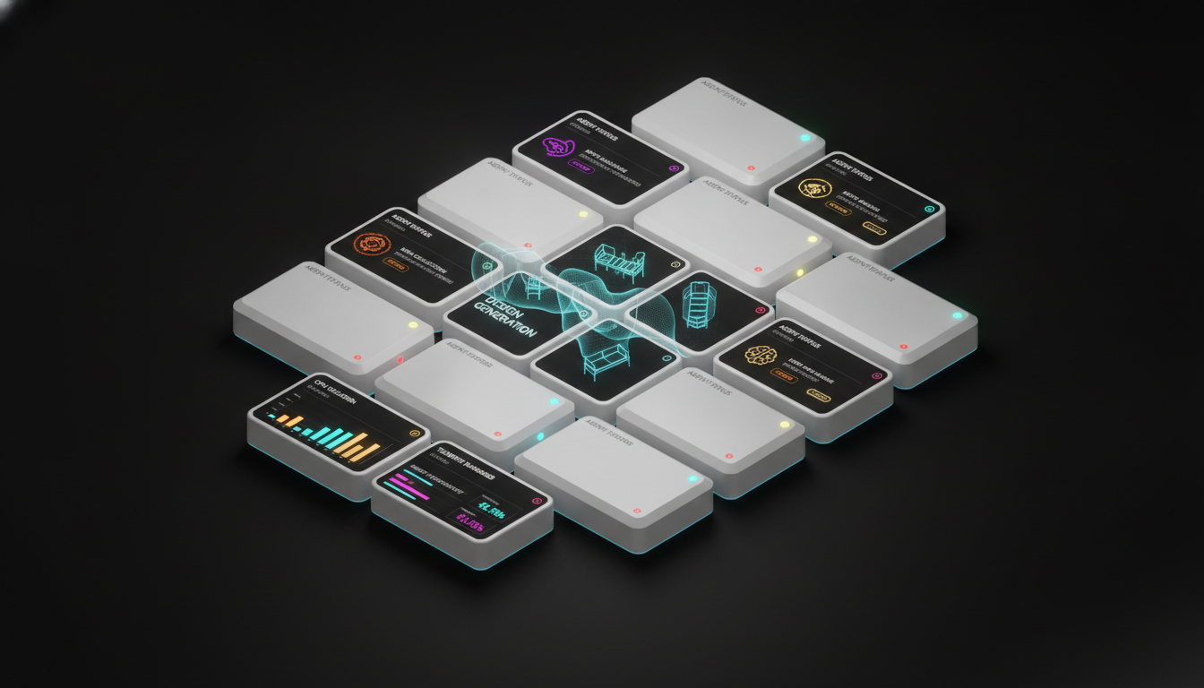 Dynamic 3D Isomorphic Telemetry Bento Grid showcasing agentic workflow node status